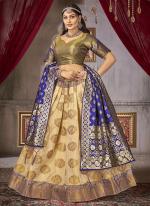 Jacquard Silk Golden Wedding Wear Weaving Lehenga Choli